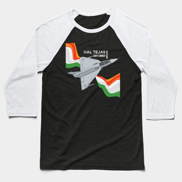 HAL Tejas Indian Fighter Fighterjet Aircraft India Pride Baseball T-Shirt by alltheprints